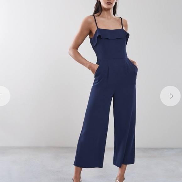 REISS navy blue Frankie bow back jumpsuit US 10 - Picture 1 of 7